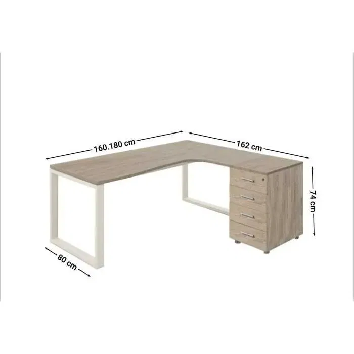 MESA COMPACTA ESQUINA CON CAJONERA SKALA" - Imagen 2